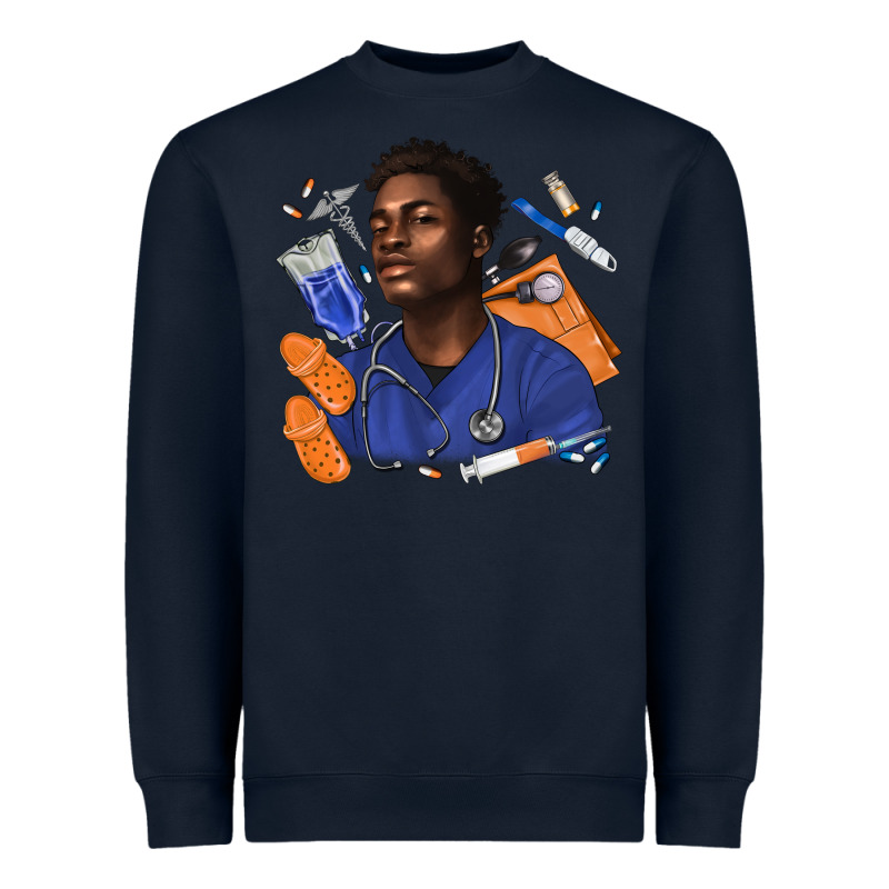 Afro Man Nurse Heavyweight Sweatshirt by texasbilliewilder | Teevron