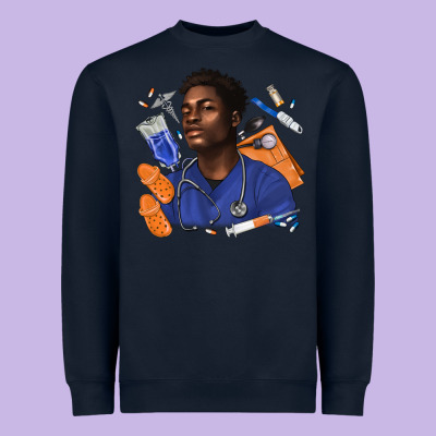 Afro Man Nurse Heavyweight Sweatshirt Designed By Texasbilliewilder