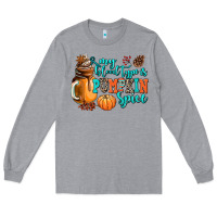 Heather Grey my blood type is pumpkin spice Long Sleeve Tee - AdoDesignShop