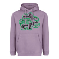 Lavender st patricks day shamrock typography Heavyweight Hoodie - MaliasSmallBusiness