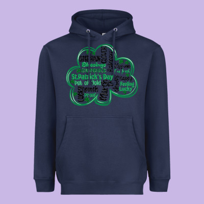 St Patricks Day Shamrock Typography Heavyweight Hoodie Designed By Maliassmallbusiness