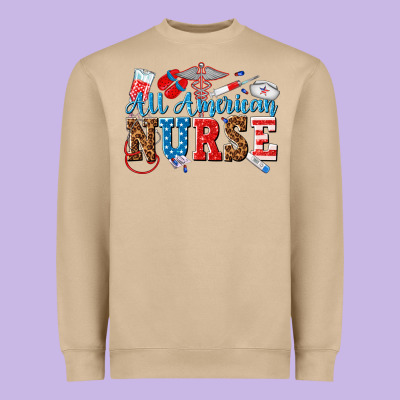 All American Nurse Heavyweight Sweatshirt Designed By Texasbilliewilder