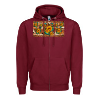 Burgundy sunflower gemstone leopard cowhide horseshoe license plate Zipper Hoodie - Artiststas