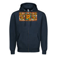 Navy sunflower gemstone leopard cowhide horseshoe license plate Zipper Hoodie - Artiststas