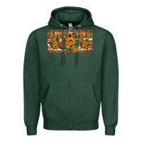 Sports Green sunflower gemstone leopard cowhide horseshoe license plate Zipper Hoodie - Artiststas