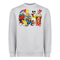 Heather Grey cartoon characters coffee cups Heavyweight Sweatshirt - Zillion Design Studio