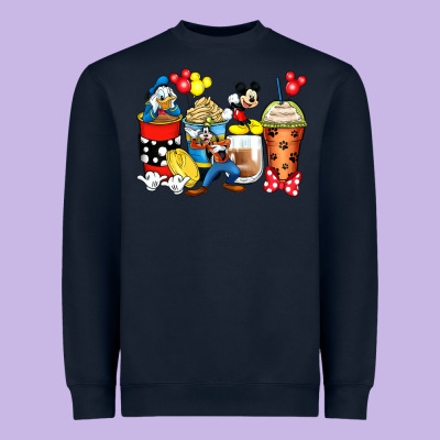 Cartoon Characters Coffee Cups Heavyweight Sweatshirt Designed By Zillion Design Studio
