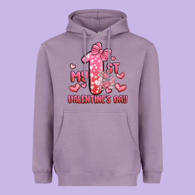 My First Valentines Day Heavyweight Hoodie Designed By Maliassmallbusiness