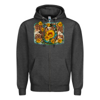 Charcoal Heather sunflower gemstone leopard cowhide horseshoe background Zipper Hoodie - Artiststas