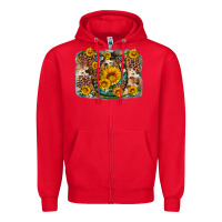 Red sunflower gemstone leopard cowhide horseshoe background Zipper Hoodie - Artiststas