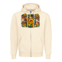 Sandshell sunflower gemstone leopard cowhide horseshoe background Zipper Hoodie - Artiststas