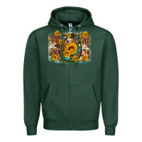 Sports Green sunflower gemstone leopard cowhide horseshoe background Zipper Hoodie - Artiststas