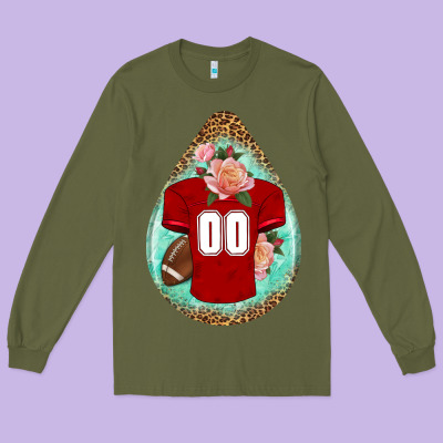 American Football And Western Roses Teardrop Long Sleeve Tee Designed By Bundleandbundleshop