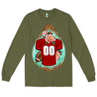 Army Green american football and western roses teardrop Long Sleeve Tee - BundleAndBundleShop