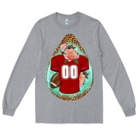 Heather Grey american football and western roses teardrop Long Sleeve Tee - BundleAndBundleShop