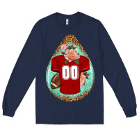 Navy american football and western roses teardrop Long Sleeve Tee - BundleAndBundleShop