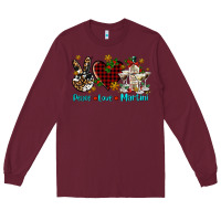 Burgundy peace love martini Long Sleeve Tee - AdoDesignShop