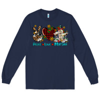 Navy peace love martini Long Sleeve Tee - AdoDesignShop