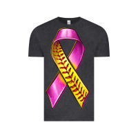 Vintage Black Breast Cancer Ribbon Softball Vintage Tee - texasbilliewilder