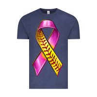Vintage Denim Breast Cancer Ribbon Softball Vintage Tee - texasbilliewilder