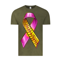 Vintage Olive Breast Cancer Ribbon Softball Vintage Tee - texasbilliewilder