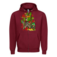 Burgundy skeleton with sombrero and tequila Zipper Hoodie - AdoDesignShop