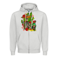 Dove Grey skeleton with sombrero and tequila Zipper Hoodie - AdoDesignShop