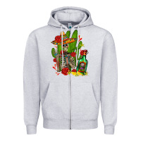 Heather Grey skeleton with sombrero and tequila Zipper Hoodie - AdoDesignShop