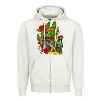 Oatmeal Heather skeleton with sombrero and tequila Zipper Hoodie - AdoDesignShop