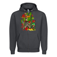 Smoke skeleton with sombrero and tequila Zipper Hoodie - AdoDesignShop