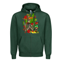 Sports Green skeleton with sombrero and tequila Zipper Hoodie - AdoDesignShop
