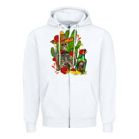 White skeleton with sombrero and tequila Zipper Hoodie - AdoDesignShop