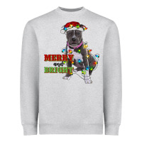 Heather Grey merry and bright pitbull Heavyweight Sweatshirt - RanaPortraitStore