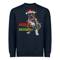 Navy merry and bright pitbull Heavyweight Sweatshirt - RanaPortraitStore