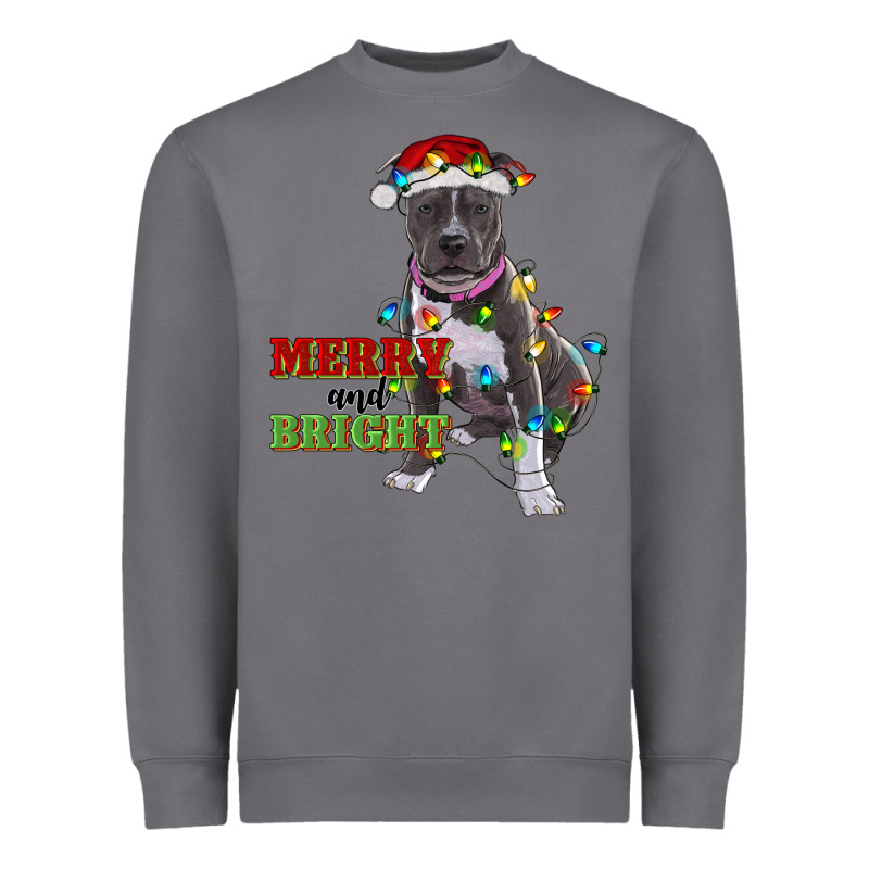Merry And Bright Pitbull Heavyweight Sweatshirt by RanaPortraitStore | Teevron