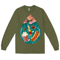 Army Green american football and western roses teardrop Long Sleeve Tee - BundleAndBundleShop