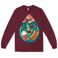 Burgundy american football and western roses teardrop Long Sleeve Tee - BundleAndBundleShop
