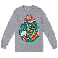 Heather Grey american football and western roses teardrop Long Sleeve Tee - BundleAndBundleShop