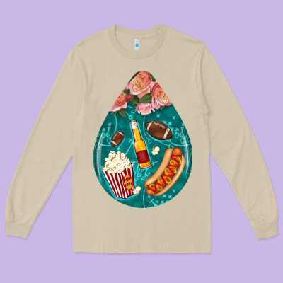 American Football And Western Roses Teardrop Long Sleeve Tee Designed By Bundleandbundleshop