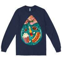 Navy american football and western roses teardrop Long Sleeve Tee - BundleAndBundleShop