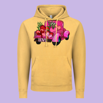 Vintage Hoodie valentine's day heart cactus truck