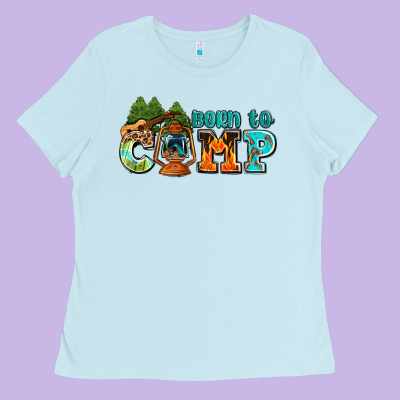 Born To Camp With Guitar Ladies Tee Designed By Adodesignshop