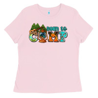 Bubblegum Pink born to camp with guitar Ladies Tee - AdoDesignShop