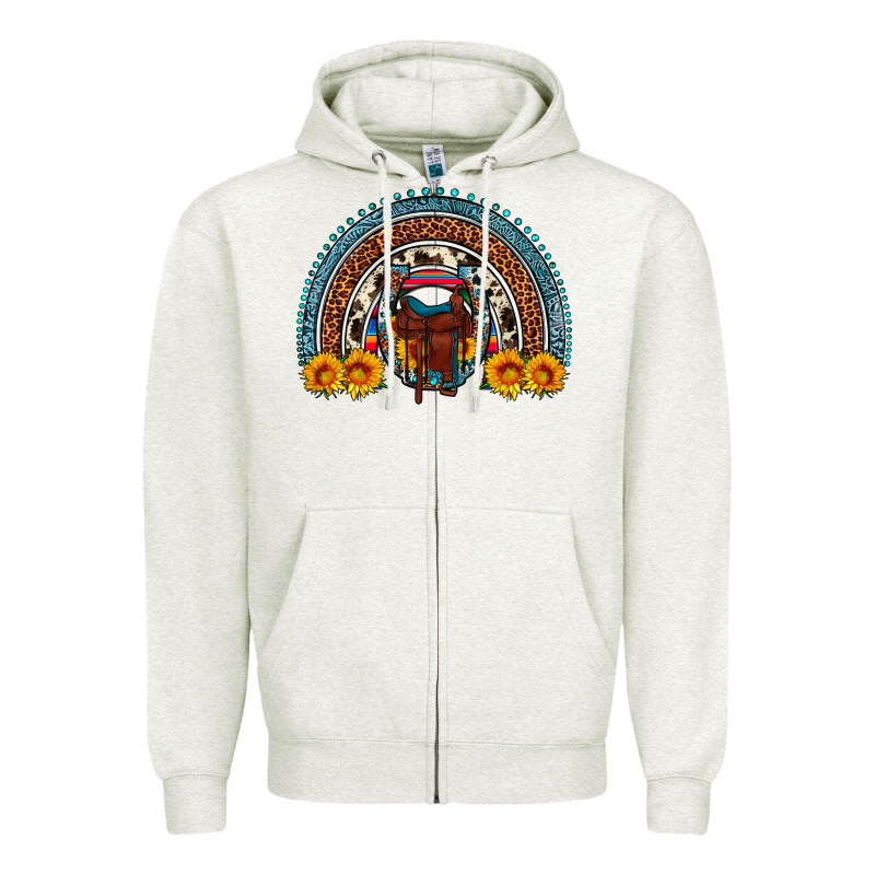 Saddle Sunflower Horseshoe Rainbow Zipper Hoodie by Artiststas | Teevron