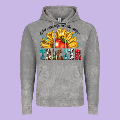 Vintage Hoodie teacher with sunflower