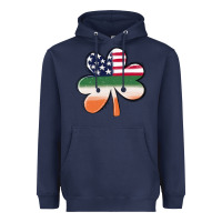 St Patricks Day Shamrock American Flag Heavyweight Hoodie | Teevron
