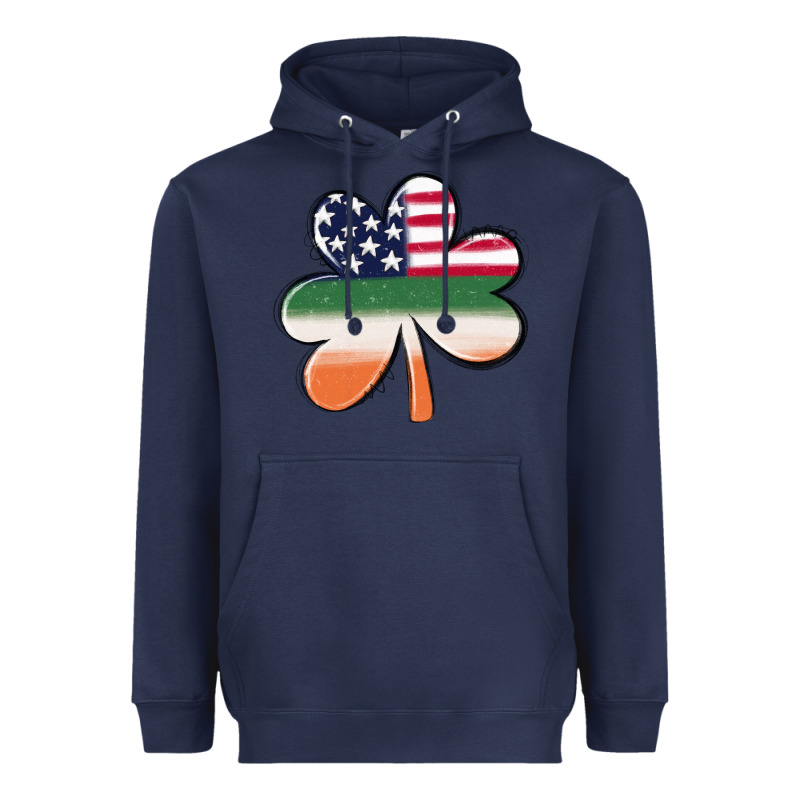 St Patricks Day Shamrock American Flag Heavyweight Hoodie by MaliasSmallBusiness | Teevron