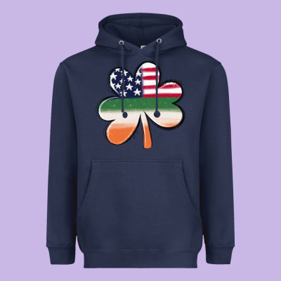 St Patricks Day Shamrock American Flag Heavyweight Hoodie Designed By Maliassmallbusiness