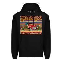 Black truck sunflower leopard Premium Hoodie - AdoDesignShop