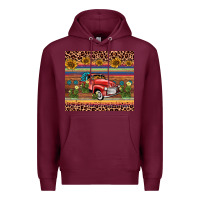 Burgundy truck sunflower leopard Premium Hoodie - AdoDesignShop